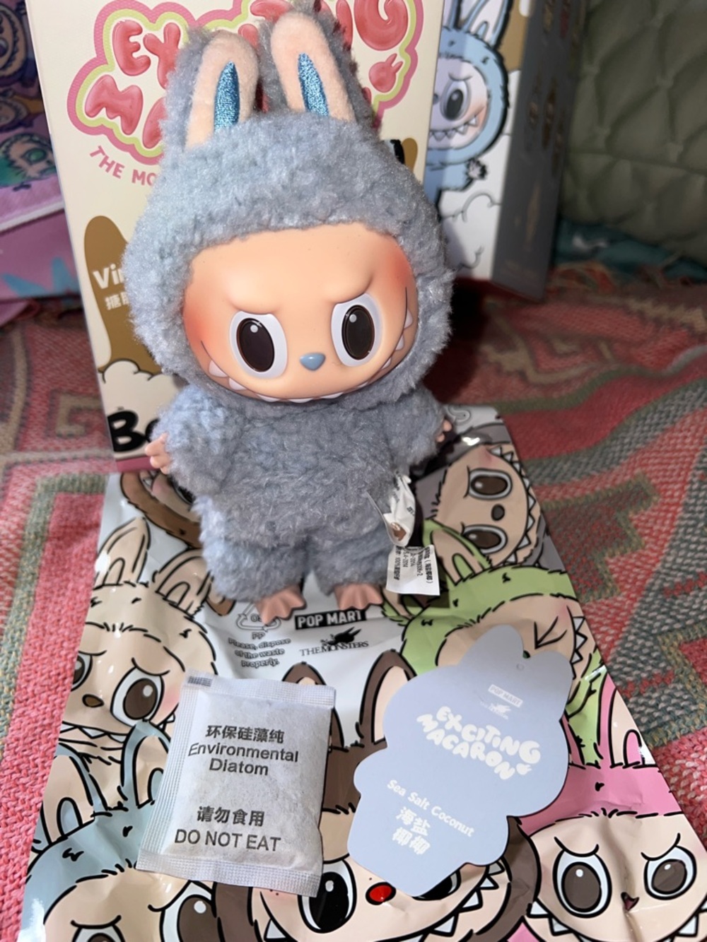 Pop Mart Exacting Macaron Sea Salt Coconut Bunny Figure - Light Blue Plush